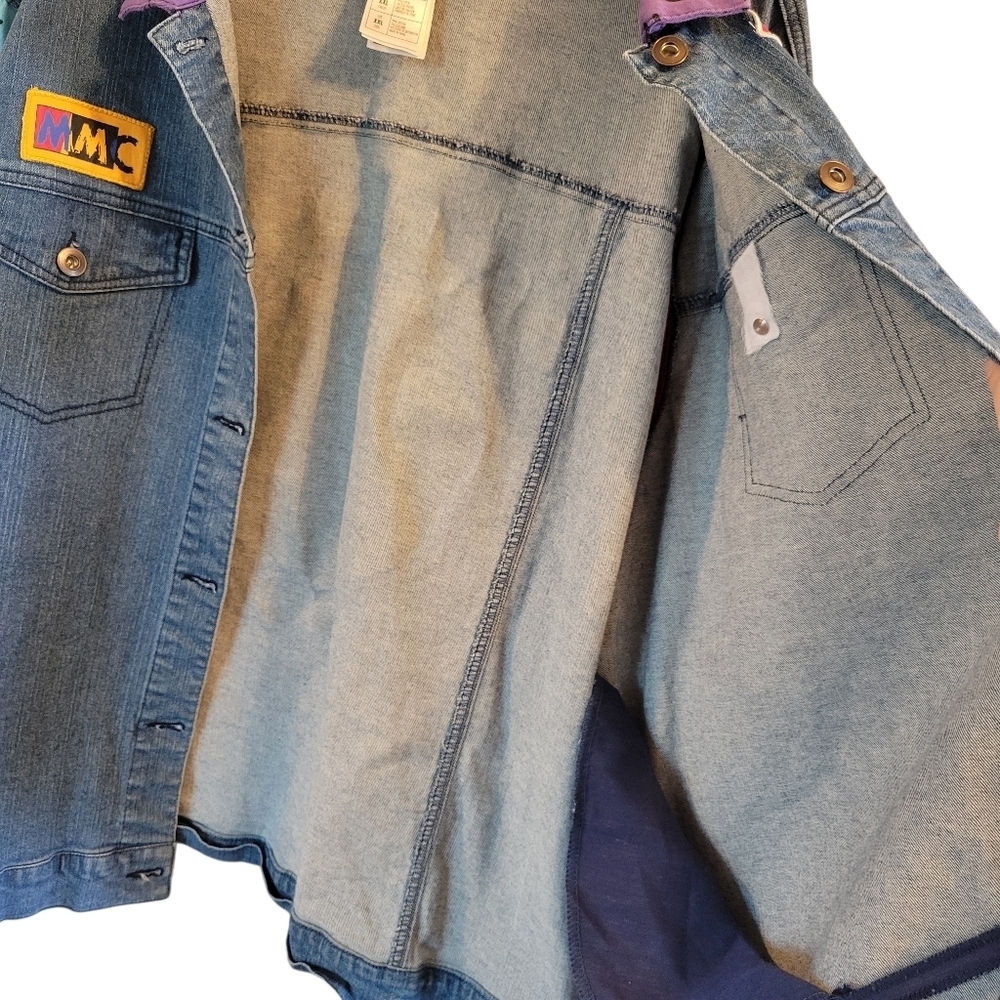 Disney Parks Mickey Mouse Club Retro 90s Colorblock Long Sleeves Denim Jacket - Picture 4 of 11